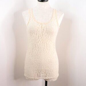 Kimchi Blue Urban Oufitters Women's S Cream Off-White Sheer Floral Lace Tank Top